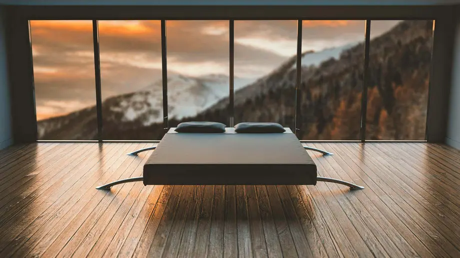 Bedroom with a mountain view